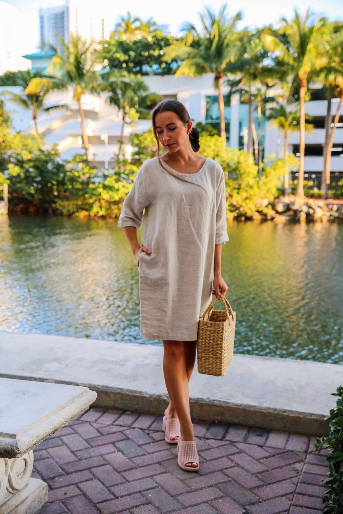 belle linen dress Bella Linen Dress Tan Tan / M