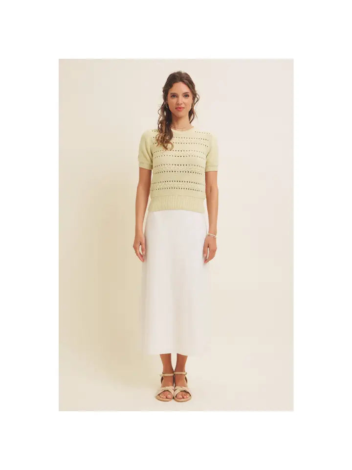 Linen Blend Bias Cut Maxi Skirt - Off White