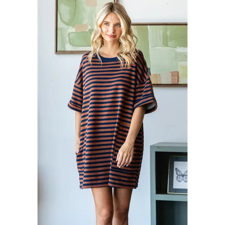 Stripe Knit Oversized Tee Dress Stripe Knit Oversized Tee Dress