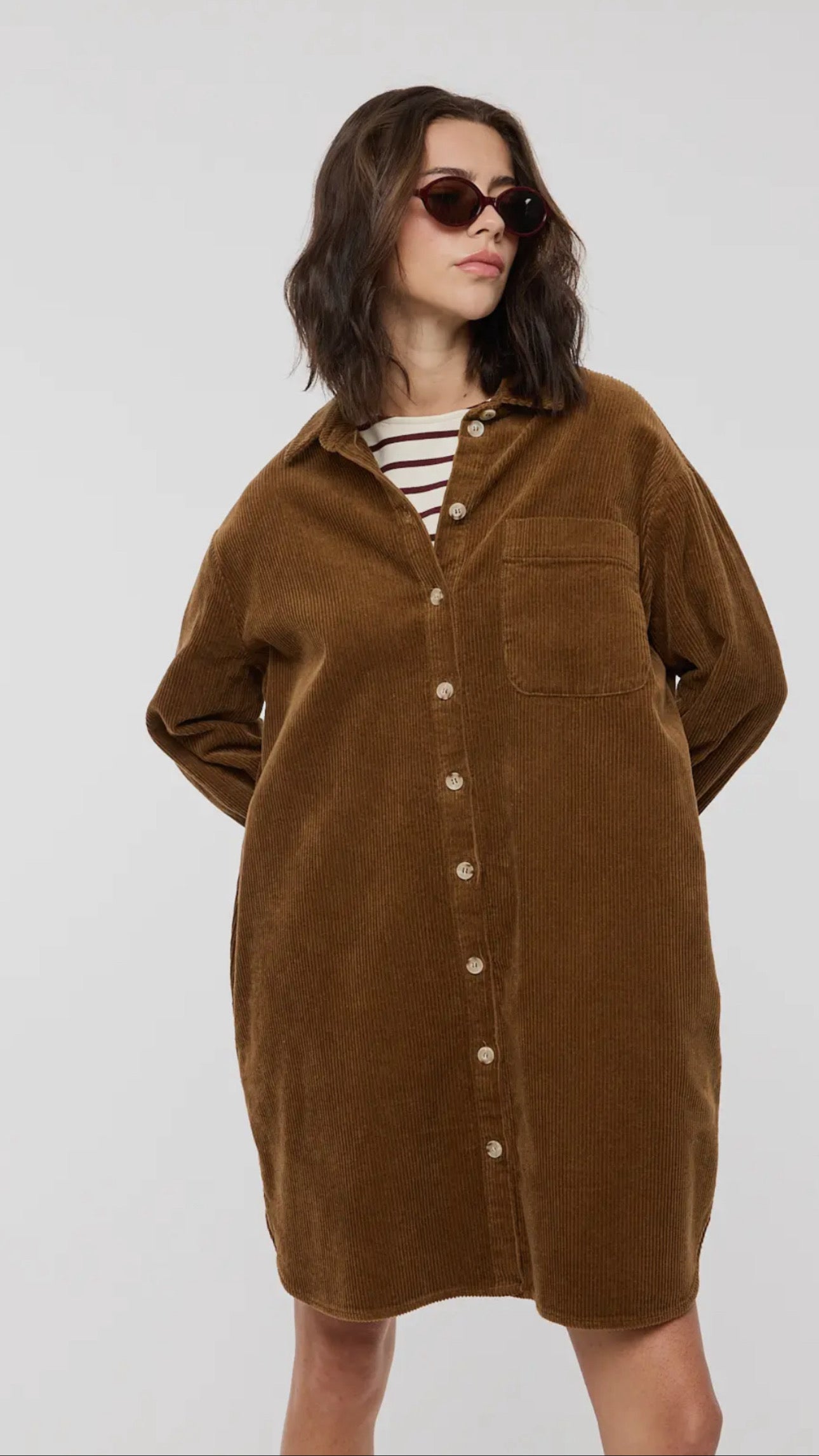 Corduroy Mini Shirt Dress