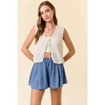V-Neck Tie Front Knitted Vest