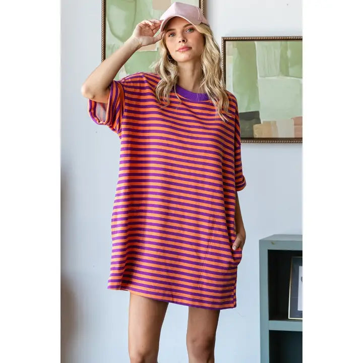 Stripe Knit Oversized Tee Dress Stripe Knit Oversized Tee Dress