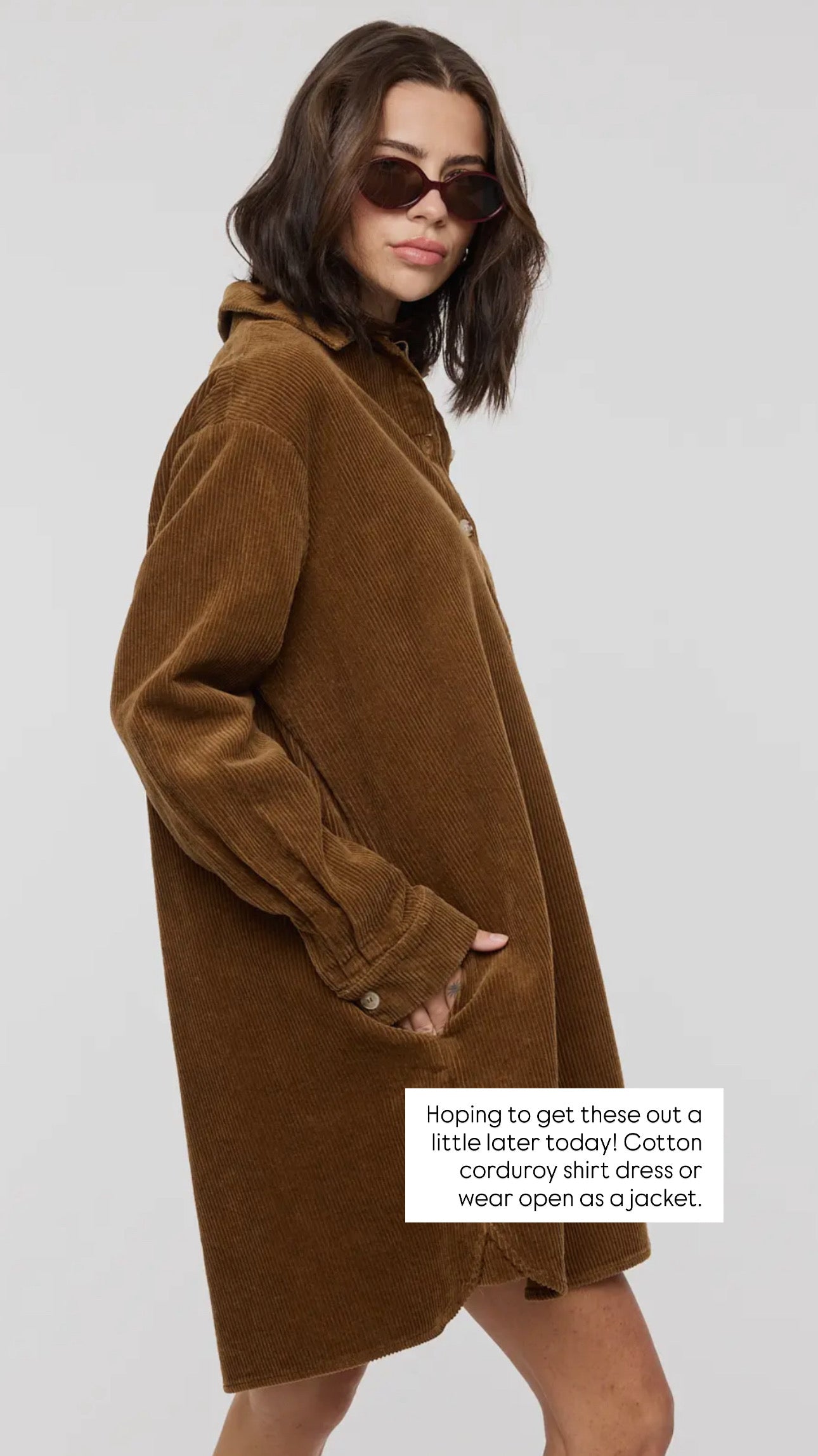 Corduroy Mini Shirt Dress