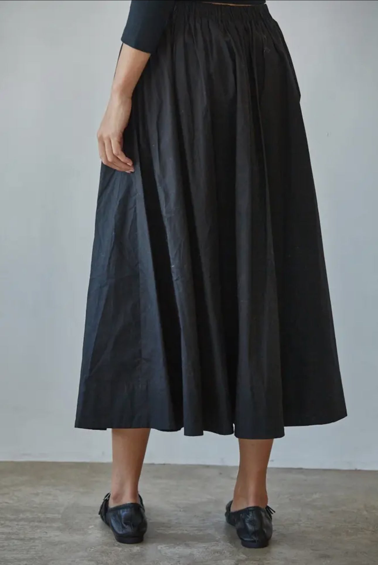 Woven Cotton Elastic Waist Skirt