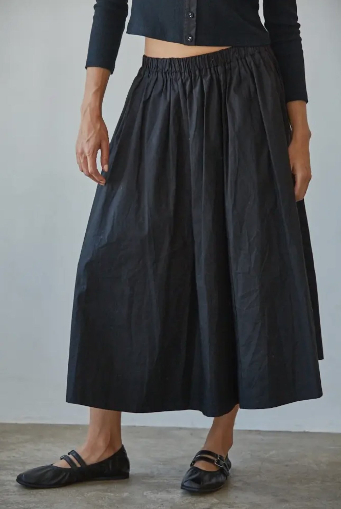 Woven Cotton Elastic Waist Skirt