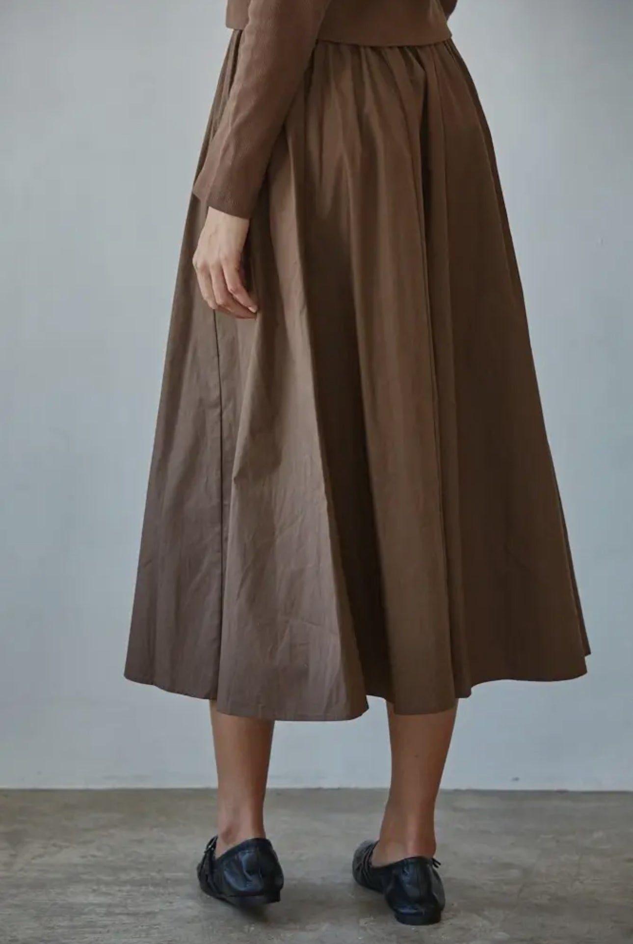 Woven Cotton Elastic Waist Skirt