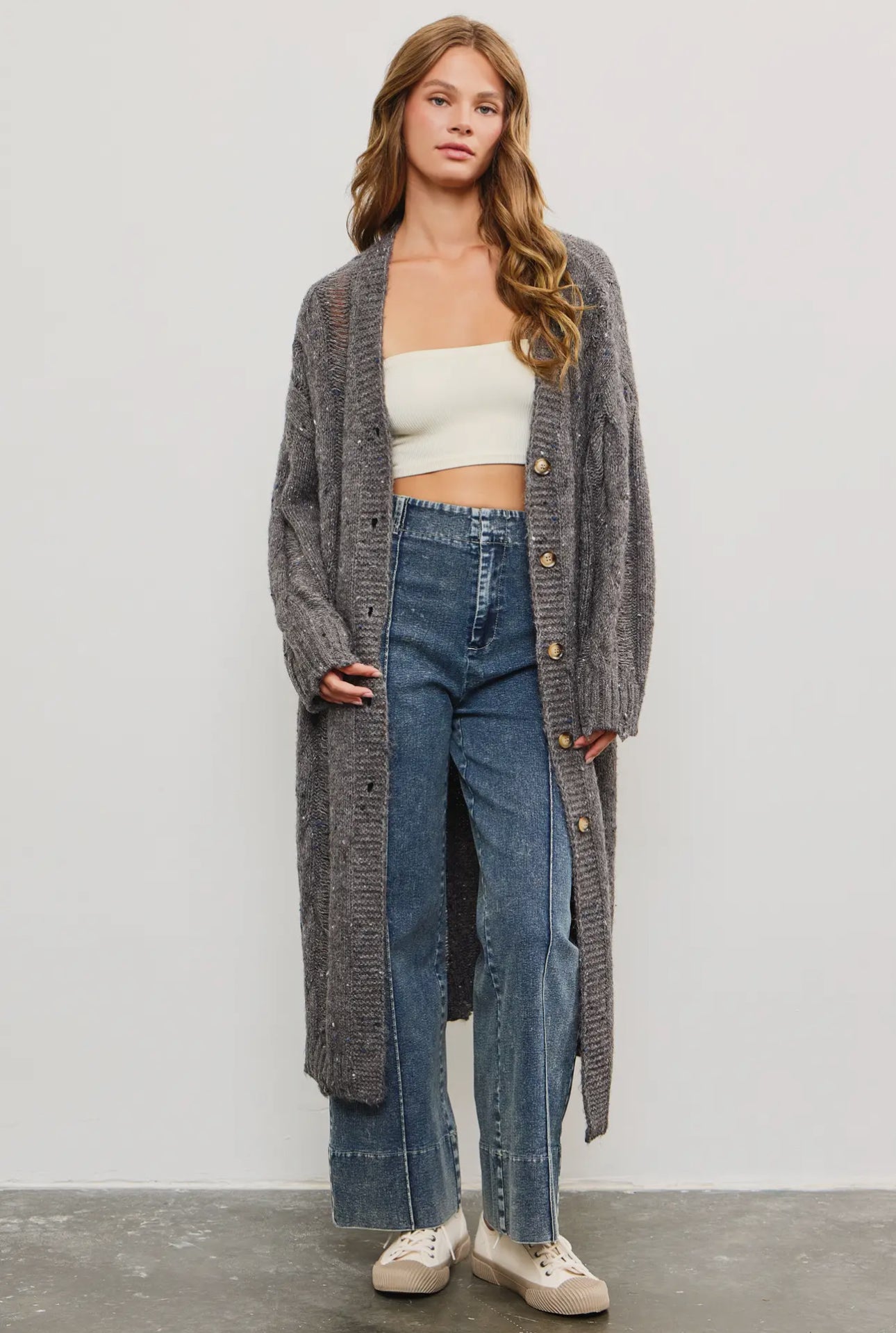 Oversized Long Cardigan Charcoal