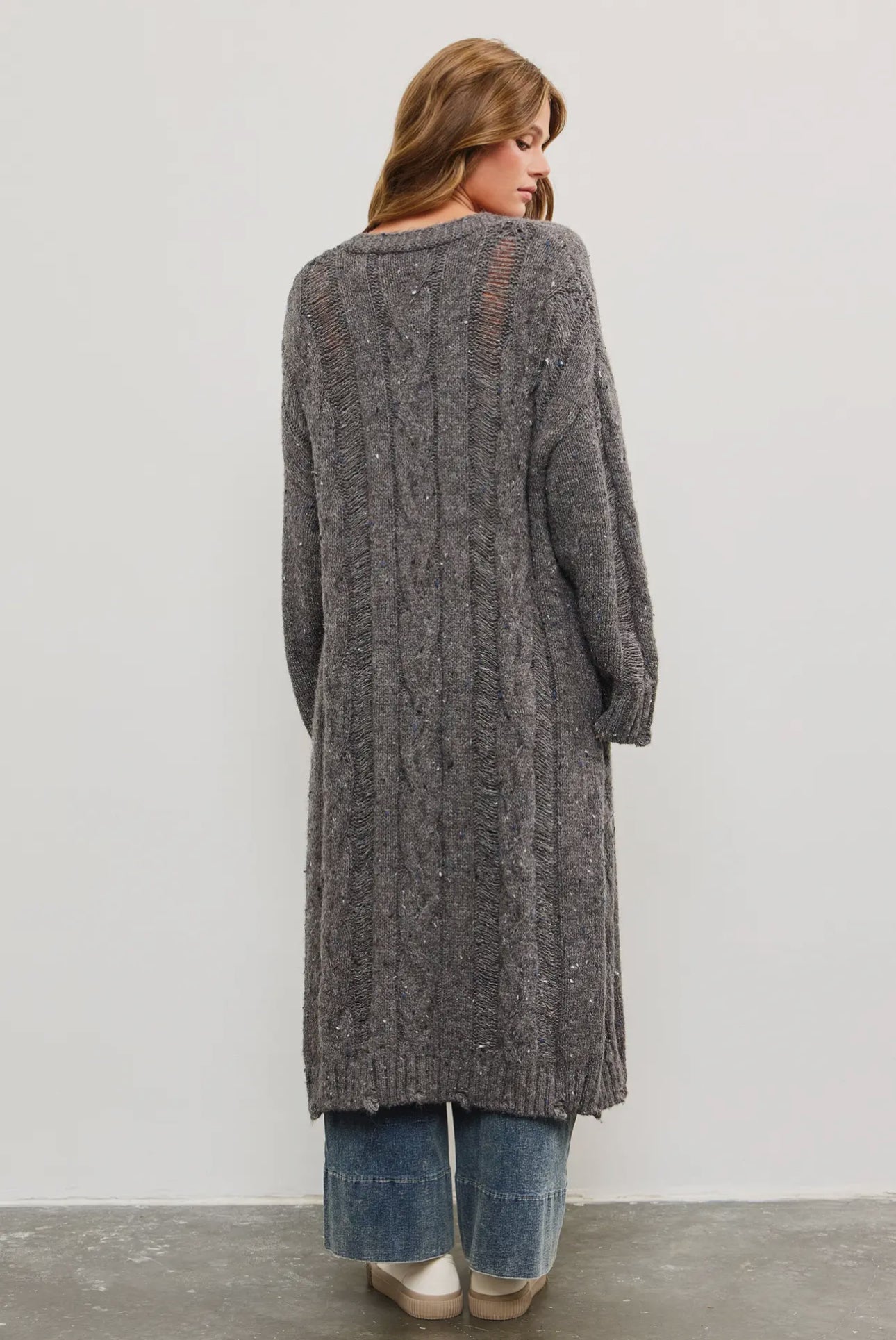 Oversized Long Cardigan Charcoal