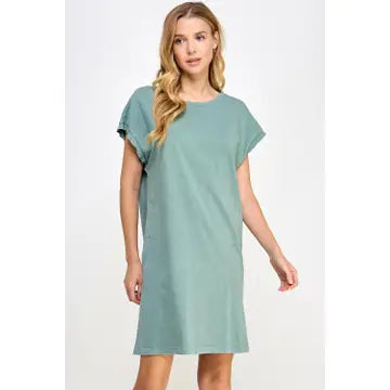 Mineral Washed Short Sleeve Mini T Shirt Dress | Bloom Floral Mineral Washed Short Sleeve Mini T Shirt Dress | Bloom Floral