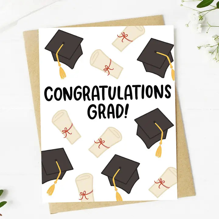 Congrats Grad Back Congratulations Grad Graduation Cap Card | Bloom Floral