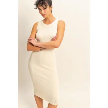 Ribbed Sleeveless Midi Tank Dress