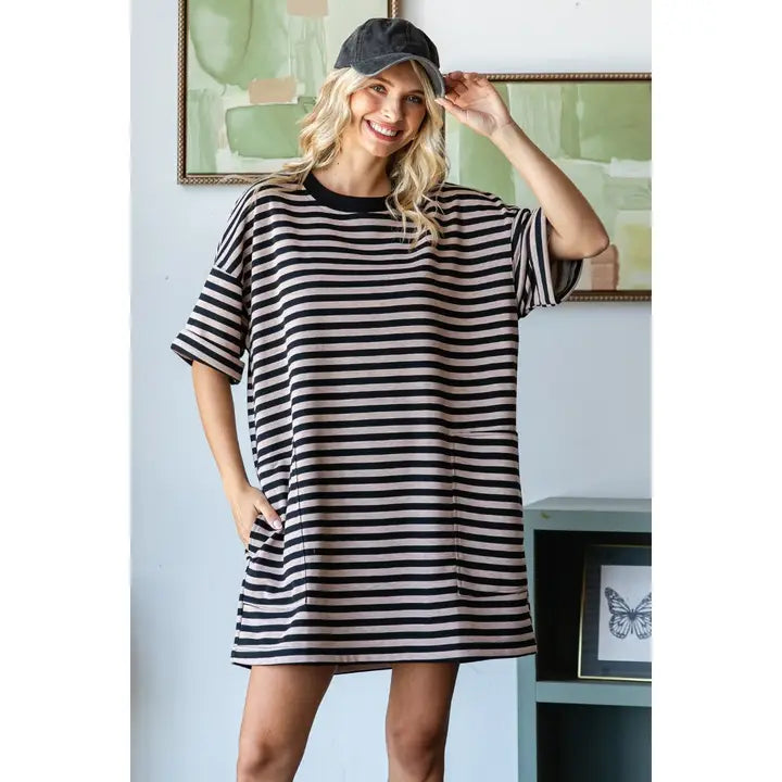 Stripe Knit Oversized Tee Dress Stripe Knit Oversized Tee Dress